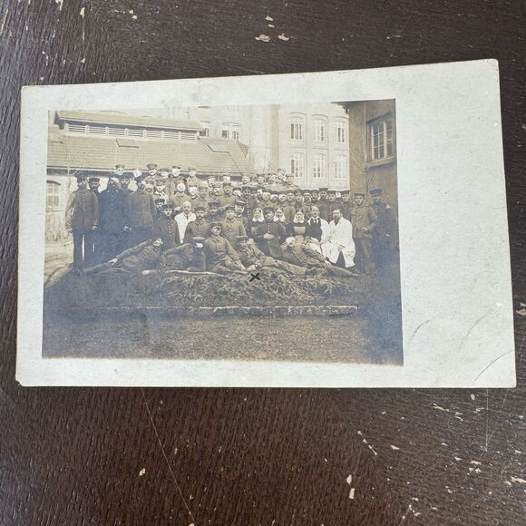 Real Photo Postcard Vintage Military Germany Large Group Portrait - Picture 1 of 5